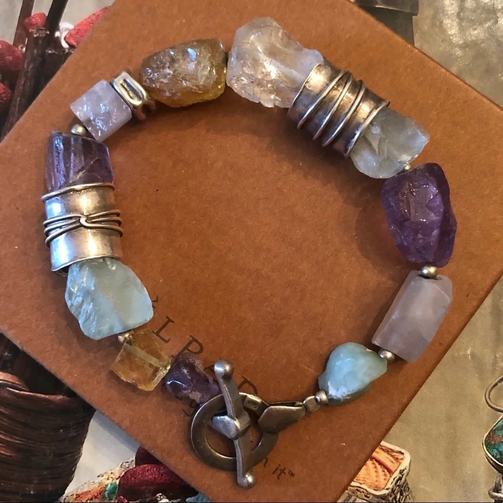 Vintage Silpada Citrine Amethyst Sterling Silver Gold-Filled Bead Bracelet B0710 - Picture 6 of 16